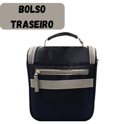 Imagem de Bolsa Térmica Lancheira Alça Porta Marmita Fitness Escola Trabalho Academia Frasqueira Grande Resistente Preta Casual