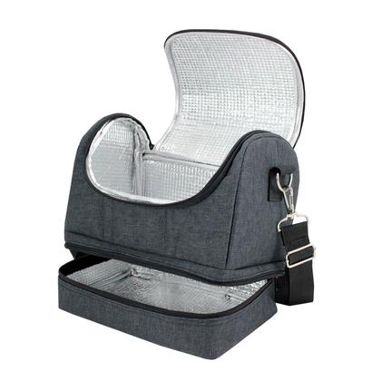 Imagem de Bolsa Térmica Lancheira Necessaire Concept Marmita Lanches Bebidas 2 Compartimentos + Porta Talheres Preto