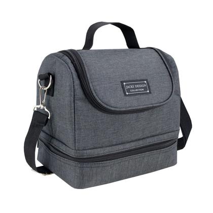 Imagem de Bolsa Térmica Lancheira Necessaire Concept Marmita Lanches Bebidas 2 Compartimentos + Porta Talheres Preto