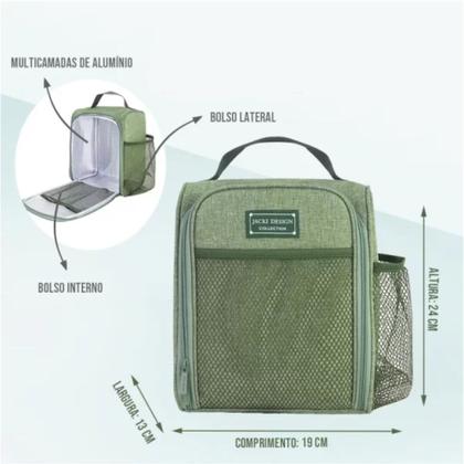 Imagem de Bolsa Térmica Lancheira Necessaire Marmita Lanches Bebidas Fitness Academia Trabalho