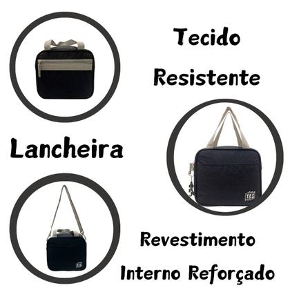 Imagem de Bolsa Térmica Lancheira Porta Marmita Fitness Com Alça Ajustável Preto Multiuso Frasqueira Academia Trabalho Escola Yes