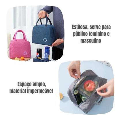 Imagem de Bolsa Térmica Lisa Portátil Porta Marmita Lanche Academia Fitness Impermeável