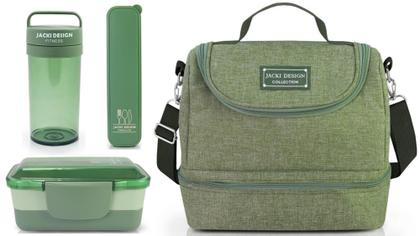 Bolsa Térmica Marmita Copo Porta Talher Kit 4 Peças Joy - Jacki Design Imagem de Bolsa Térmica Marmita Copo Porta Talher Kit 4 Peças Joy