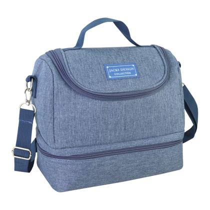 Imagem de Bolsa Térmica Marmita Lancheira Necessaire 2 Divisórias Compartimentos + Garrafa Squeeze Água com Trava e Alça