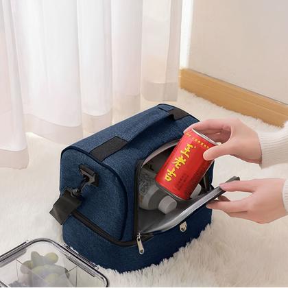 Imagem de Bolsa Térmica Trabalho Dia Dia Escola Faculdade Casual Marmita Alça Lateral Removível Ajustável Lancheira Temperatura 