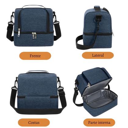 Imagem de Bolsa Térmica Trabalho Dia Dia Escola Faculdade Casual Marmita Alça Lateral Removível Ajustável Lancheira Temperatura 