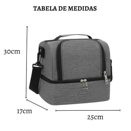 Imagem de Bolsa Térmica Trabalho Dia Dia Escola Faculdade Casual Marmita Alça Lateral Removível Ajustável Lancheira Temperatura 