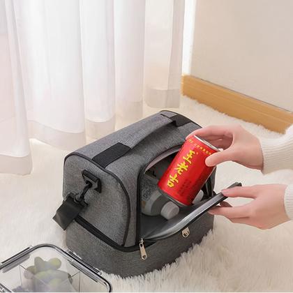 Imagem de Bolsa Térmica Trabalho Dia Dia Escola Faculdade Casual Marmita Alça Lateral Removível Ajustável Lancheira Temperatura 