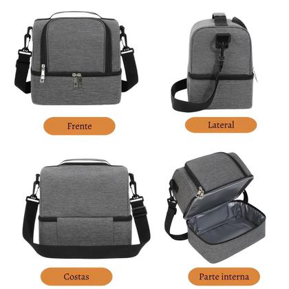 Imagem de Bolsa Térmica Trabalho Dia Dia Escola Faculdade Casual Marmita Alça Lateral Removível Ajustável Lancheira Temperatura 