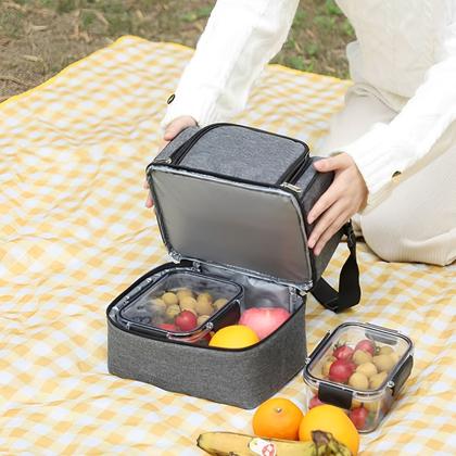 Imagem de Bolsa Térmica Trabalho Dia Dia Escola Faculdade Casual Marmita Alça Lateral Removível Ajustável Lancheira Temperatura 