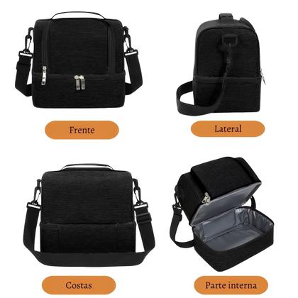 Imagem de Bolsa Térmica Trabalho Dia Dia Escola Faculdade Casual Marmita Alça Lateral Removível Ajustável Lancheira Temperatura 