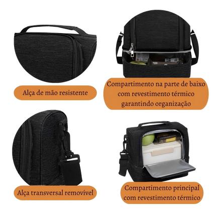 Imagem de Bolsa Térmica Trabalho Dia Dia Escola Faculdade Casual Marmita Alça Lateral Removível Ajustável Lancheira Temperatura 