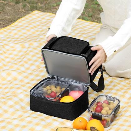 Imagem de Bolsa Térmica Trabalho Dia Dia Escola Faculdade Casual Marmita Alça Lateral Removível Ajustável Lancheira Temperatura 