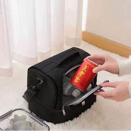 Imagem de Bolsa Térmica Trabalho Dia Dia Escola Faculdade Casual Marmita Alça Lateral Removível Ajustável Lancheira Temperatura 