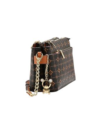 Imagem de Bolsa Tipo Crossbody Monograma Delicado - Alça Transversal - Chenson 3485480 - Café