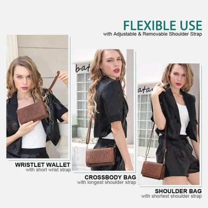 Imagem de Bolsa tiracolo APHISON multifuncional pequena para mulheres, café