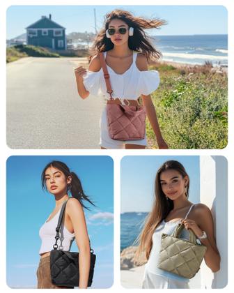 Imagem de Bolsa tiracolo BAGSMART acolchoada acolchoada feminina de nylon preta