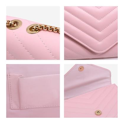 Imagem de Bolsa tiracolo feminina Dasein pequena acolchoada rosa noturno