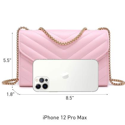 Imagem de Bolsa tiracolo feminina Dasein pequena acolchoada rosa noturno