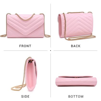 Imagem de Bolsa tiracolo feminina Dasein pequena acolchoada rosa noturno