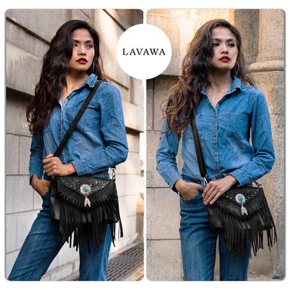Imagem de Bolsa tiracolo LAVAWA Small Fringe Tassel Turquesa para mulheres