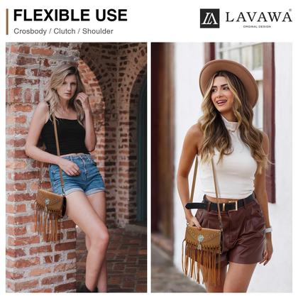 Imagem de Bolsa tiracolo LAVAWA Western Fringe em material vegano para mulher