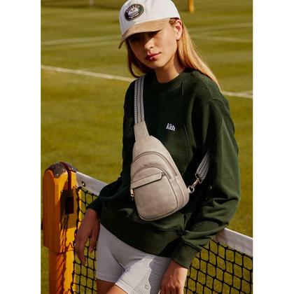 Imagem de Bolsa Tiracolo Pequena Bostanten - Estilo Sling Bag em Couro Cinza para Mulheres