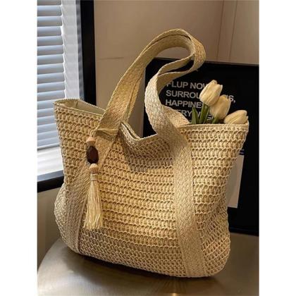 Imagem de Bolsa tote artesanal palha feminina leve moderna praia verão - Generica
