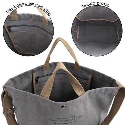 Imagem de Bolsa Tote Feminina Grande Capacidade de Lona Ombro Casual Leve e Resistente Estudantes Academia Trabalho