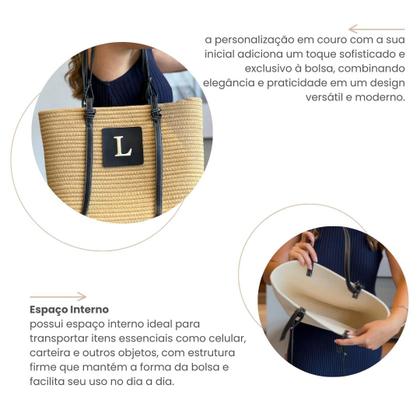 Imagem de Bolsa Tote Feminina Personalizada Com letra Em Couro Premium 