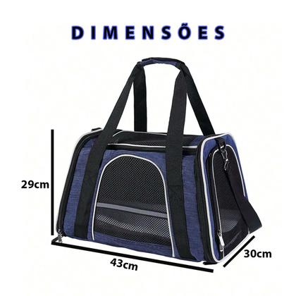 Imagem de Bolsa Transporte Cao Cachorro Gato Pet Faixa Refletiva Animal de Estimaçao Pequeno Porte Onibus Carro Aviao Seguro Resistente Caminhada Passeio