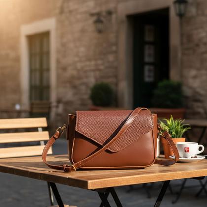 Imagem de Bolsa Transversal Com Flap Tressê E Alça Ajustável