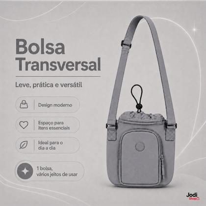 Imagem de Bolsa Transversal Feminina Tiracolo em Nylon com Alça Ajustável e Bolso Externo