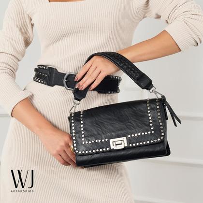Imagem de Bolsa transversal grande  alça tresse aplicação metais wj sintético