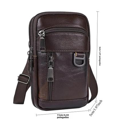 Imagem de Bolsa Transversal Masculina Estilosa De Couro Impermeável Leve Retrô Para Viagem E Atividades Ao Ar