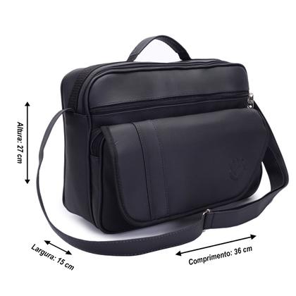 Imagem de Bolsa Transversal Masculina P/ Notebook até 14 Pol. Pasta Carteiro p/ Motoboy Maleta Social