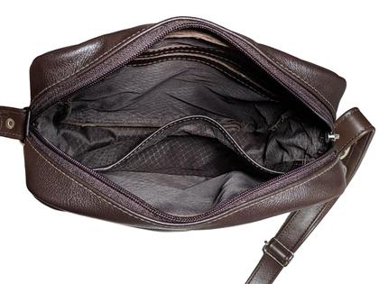 Imagem de Bolsa Transversal Masculina Pasta Carteiro Capanga De Couro