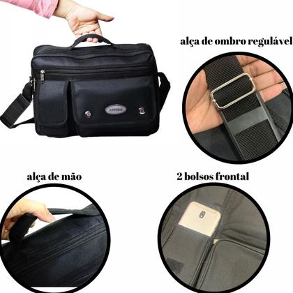 Imagem de Bolsa Transversal Pasta Executiva Reforçada Trabalho Viagem cabe notebook com divisorias reforçada