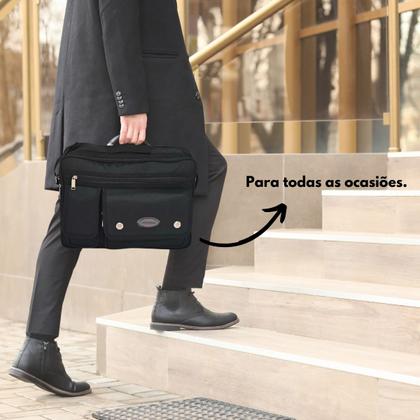 Imagem de Bolsa Transversal Pasta Executiva Reforçada Trabalho Viagem cabe notebook com divisorias reforçada