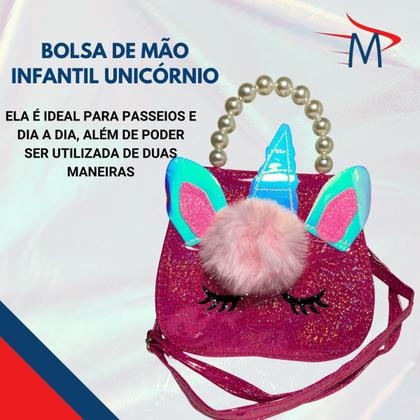 Imagem de Bolsa Unicórnio Infantil 2 em 1em Perolas Com Nécessaire