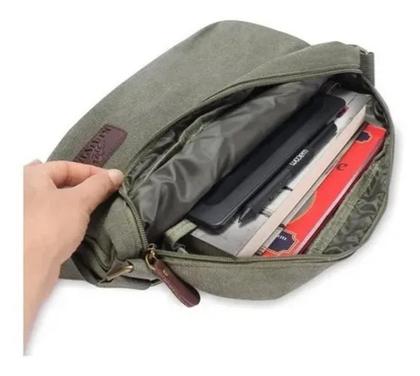 Imagem de Bolsa Unissex Feminina Masculina de Lona Transversal - Tamanho Médio