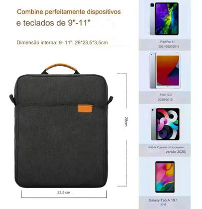 Imagem de Bolsa Universal Para Tablet 7 a 11 Polegadas Com Alça e Compartimentos