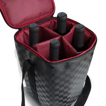 Imagem de BolsaparaVinho Garrafa Bedidas Alimentos Frutas Wine Bag Suporta 8kg Porta Bebidas 4 Garrafas ou Taças Pequinique