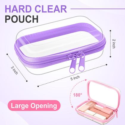 Imagem de Bolsas com zíper, bolsa de maquiagem de plástico rígido transparente Sanwuta, 6 unidades