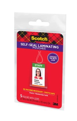 Imagem de Bolsas de laminação 3M Scotch Self-Sealing 7,1 x 11,4 cm, pacote com 5