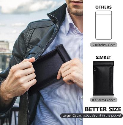 Imagem de Bolsas Faraday Simket para telefones e chaves de carro, pacote com 2 unidades pretas