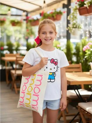Imagem de Bolsinha Ecobag Bege Hello Kitty Momi
