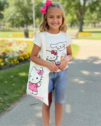 Imagem de Bolsinha Ecobag Bege Hello Kitty Momi