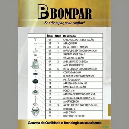 Imagem de Bomba 1000 127V Bompar - BOMPAR