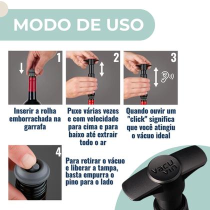 Imagem de Bomba A Vácuo Para Vinho Com 2 Rolhas Vacu Vin